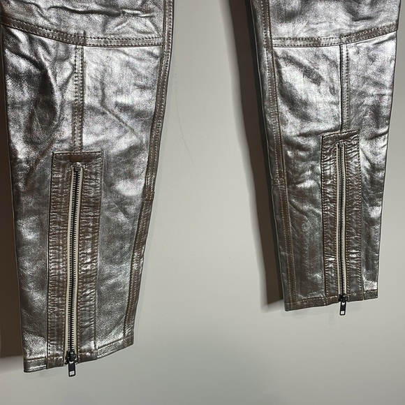 Nicholas K x Free People | Metallic Silver 100% Leather Billy Pants Size 0 NWT - Picture 4 of 9